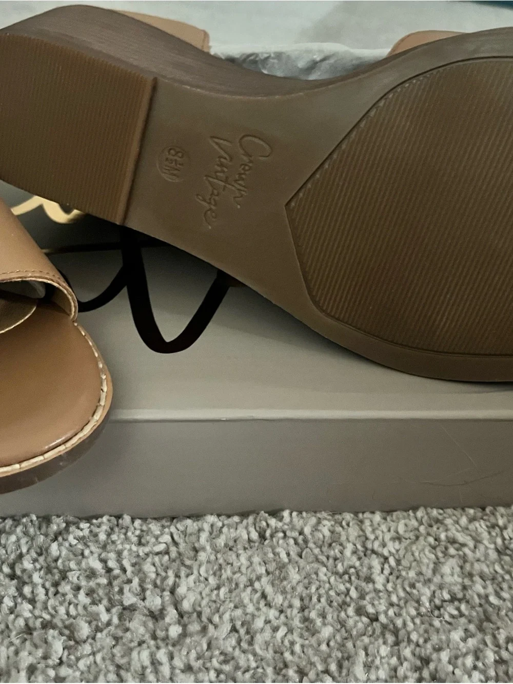 Women’s Tan Open-Toe Wedge Sandals- new in original packaging